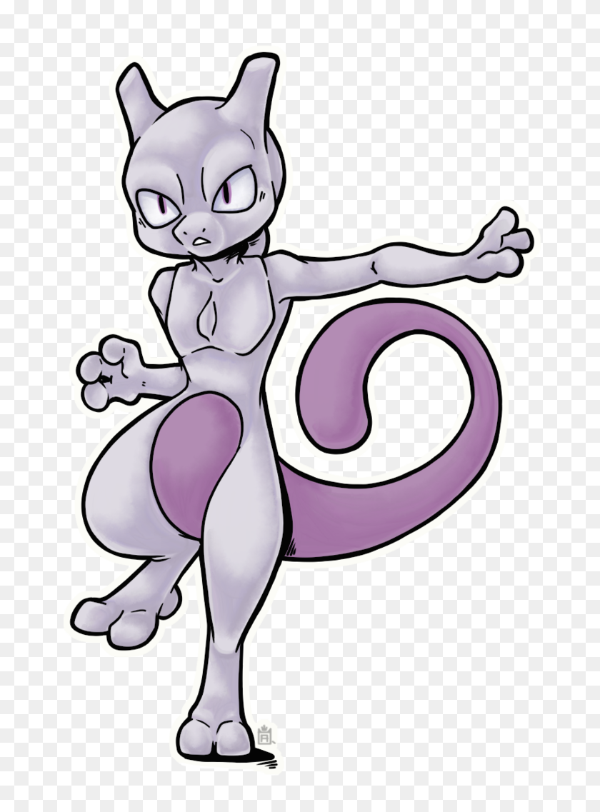 741x1077 Doodle De Mewtwo - Mewtwo Png