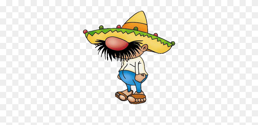 310x348 Mexican Cartoon Man Group With Items - Mexican Taco Clipart