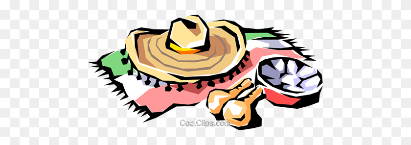 480x236 Sombrero Mexicano Libre De Regalías Clipart Vectorial Ilustración - Clipart Mexicano