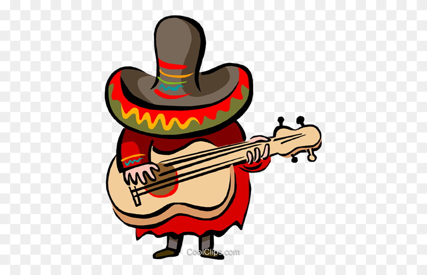 427x480 Mexican Music Royalty Free Vector Clip Art Illustration - Electric Guitar Clipart