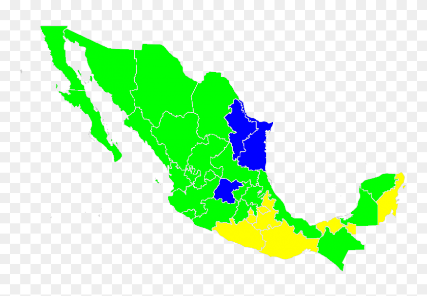 800x537 Mexican Presidential Election, States Map - Mexican PNG