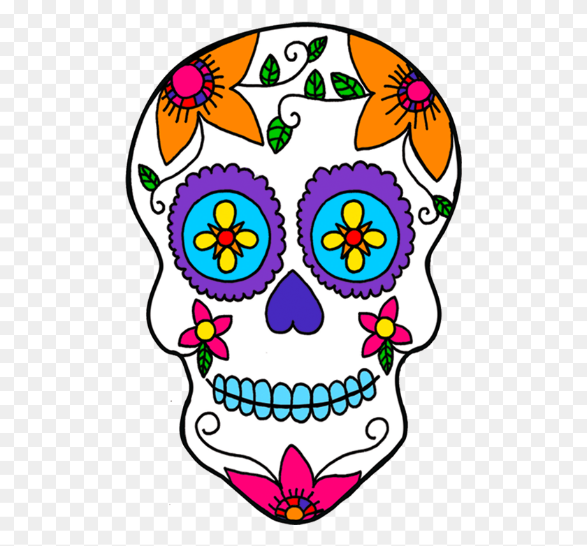 483x722 Mexico Day Of The Dead Calavera Sugar Skulls Dia De - Dead Flower Clipart