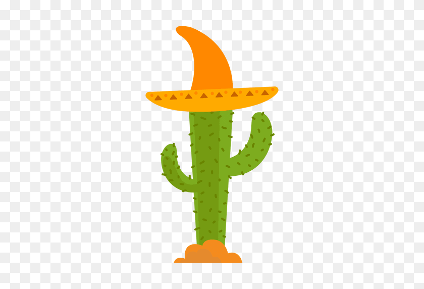 512x512 México Sombrero De Cactus - Acuarela Cactus Png