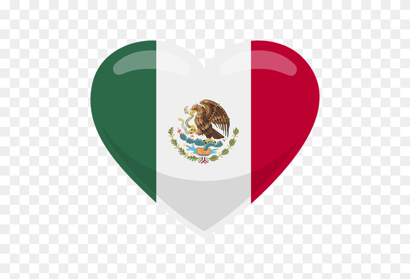 512x512 Mexico Heart Flag - Bandera De Mexico PNG