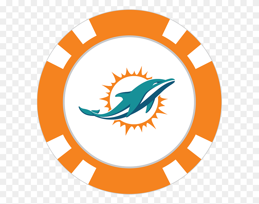 600x602 Miami Dolphins Poker Chip Ball Marker - Miami Dolphins Logo PNG