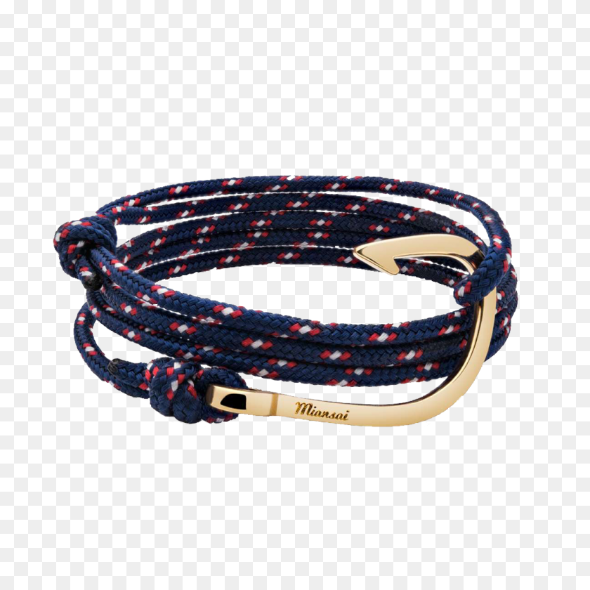1024x1024 Miansai Hook On Rope Bracelet Navy Gold Plated - Bracelet PNG