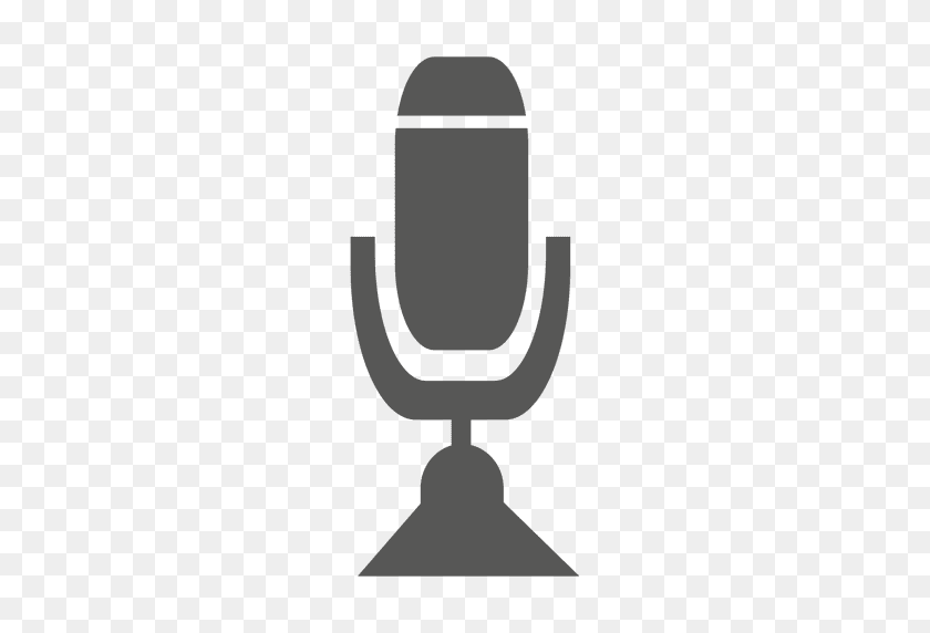 512x512 Mic Flat Icon - Microphone Silhouette PNG