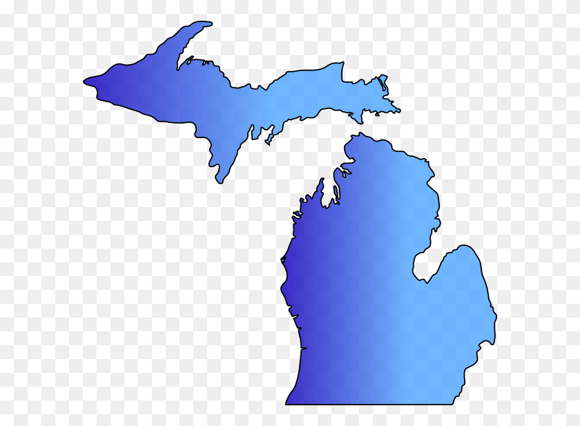 600x557 Michigan Map Blue Blend Clip Art - Michigan Clip Art