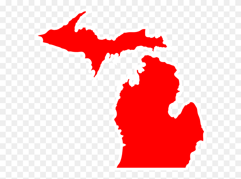600x565 Michigan Map Outline Clip Art - Great Lakes Clipart