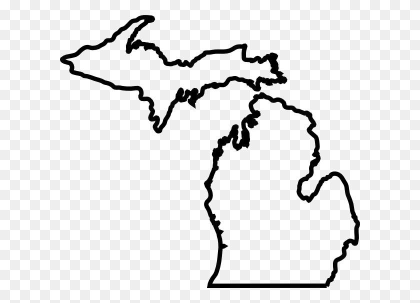 600x546 Michigan Map Outline Clip Art - Lineman Clipart