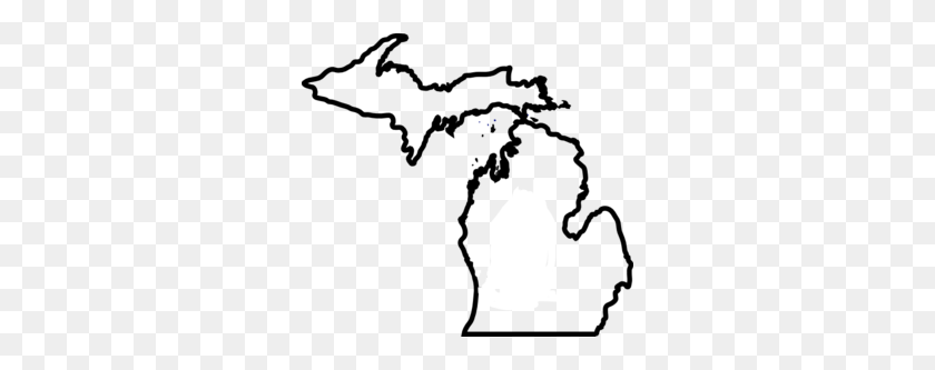 298x273 Michigan Map, Thick Outline Clip Art - Michigan PNG