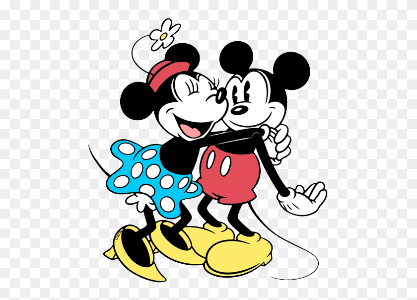 486x544 Mickey And Minnie Hugging Classic Mickey Mouse And Friends Clip - Mickey And Friends Clipart