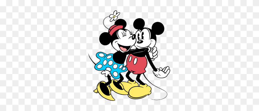 268x300 Mickey Y Minnie Abrazando Clásico Mickey Mouse Y Amigos Clip - Mickey Mouse Y Amigos Clipart