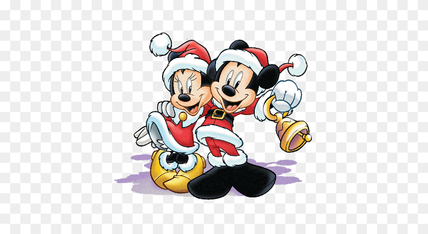 400x400 Mickey Y Minnie Mouse - Feliz Navidad Clipart