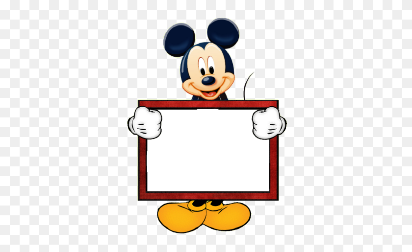 340x455 Mickey Cartel En Blanco De Disney Tema Aula Maestro - Aula Png
