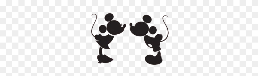 278x190 Mickey Minnie Mouse Black And White Clipart - Mickey Mouse Silhouette PNG