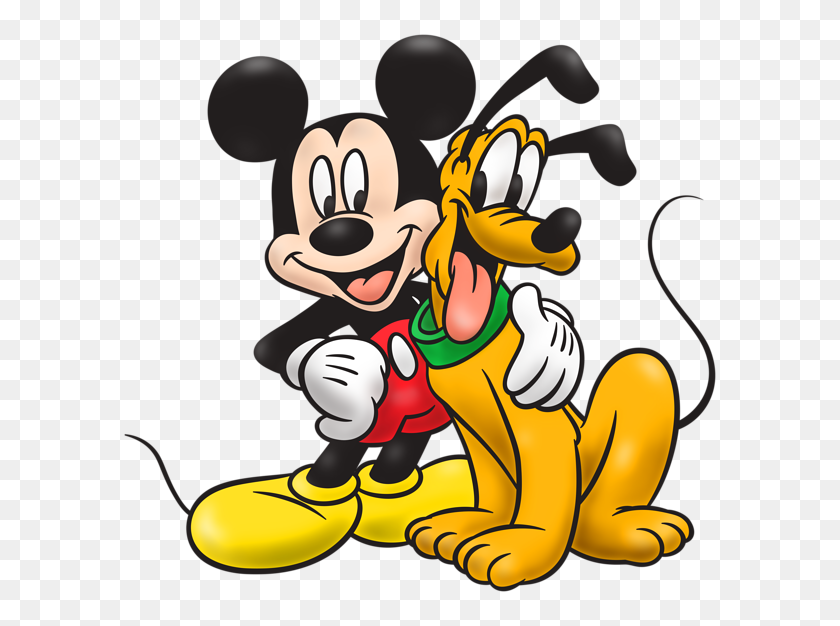 600x566 Mickey Mouse And Pluto Png Clip - Mouse Clipart