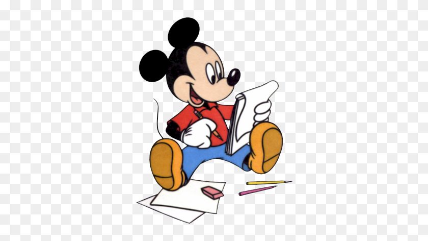 319x412 Clipart De Lectura De Mickey Mouse - Clipart De Periódico De Lectura