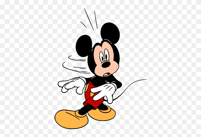 387x513 Mickey Mouse Turning Quickly Around If Something Surprised Him - Turn Around Clipart