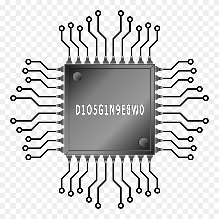 2400x2400 Microchip With Wirings Vector Clipart Image - Microchip PNG