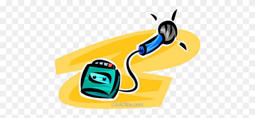 480x331 Microphone And Tape Recorder Royalty Free Vector Clip Art - Recorder Clipart