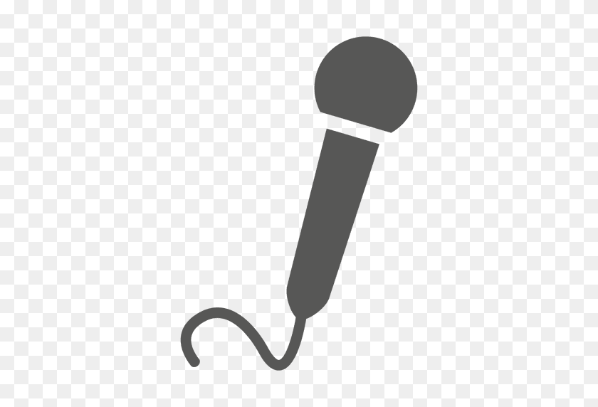 512x512 Microphone Flat Icon With Cable - Open Mic PNG