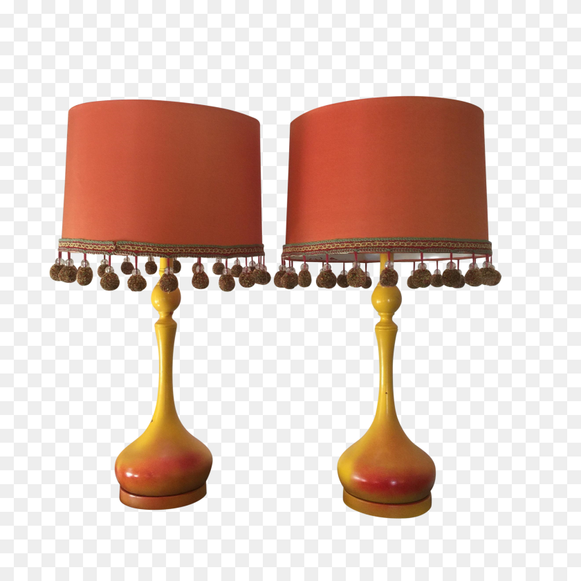 2448x2449 Mid Century Modern Pom Pom Fringe Lamps A Pair Chairish - Genie Lamp PNG