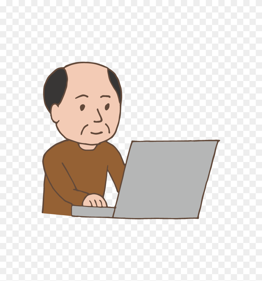 595x842 Hombre De Mediana Edad Usando Una Computadora Portátil Illust Net Gratis - Clipart De Hombre De Mediana Edad