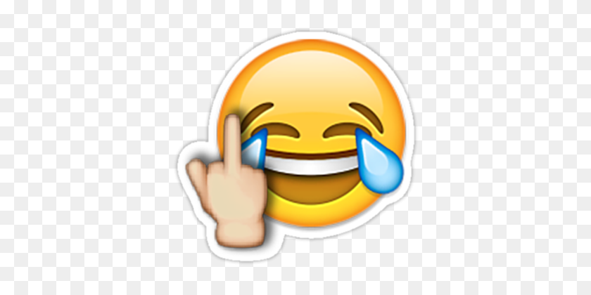 375x360 Middle Finger Laughing Emoji' Sticker - Lol Emoji PNG