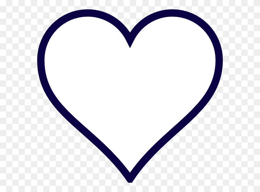 600x560 Midnight Blue Outline Heart Png, Clip Art For Web - Heart Outline Clipart