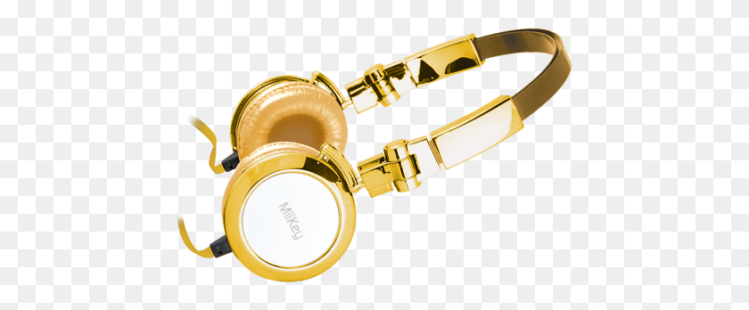 445x288 Miikey Miibling Gold Aluminum Headphone With Microphone Hd Audio - Gold Microphone PNG