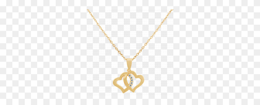 280x280 Милано Позолоченное Ожерелье С Подвеской В ​​Виде Большого Двойного Сердца - Золотая Пластина Png