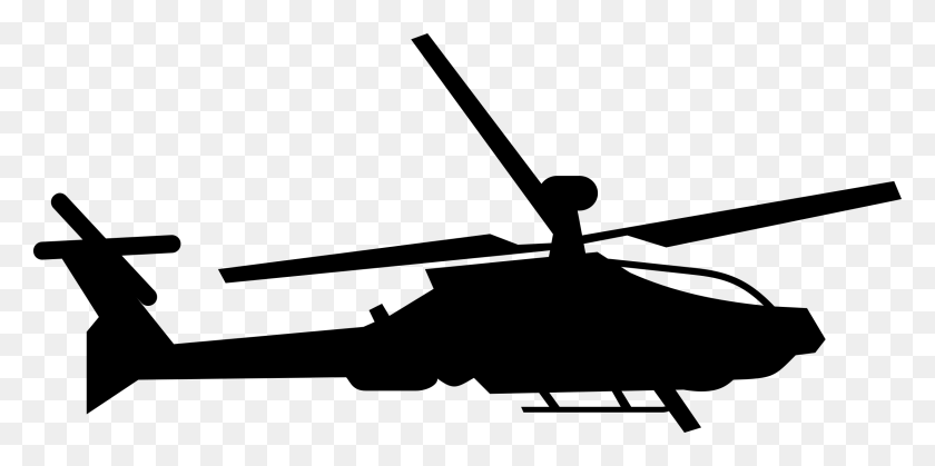 2400x1105 Военный Вертолет - Черно-Белый Клипарт Вертолет