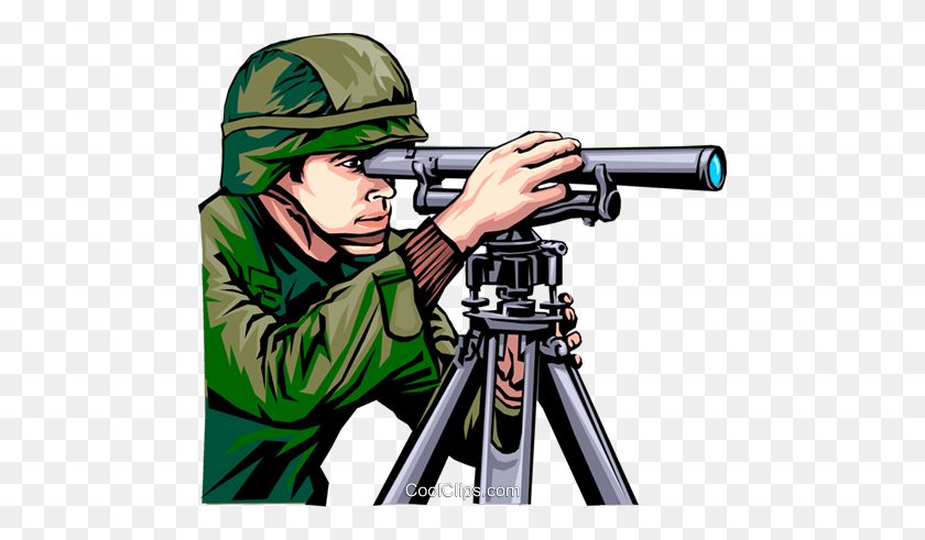 480x431 Military Man Looking Through Scope Royalty Free Vector Clip Art - Scope Clipart