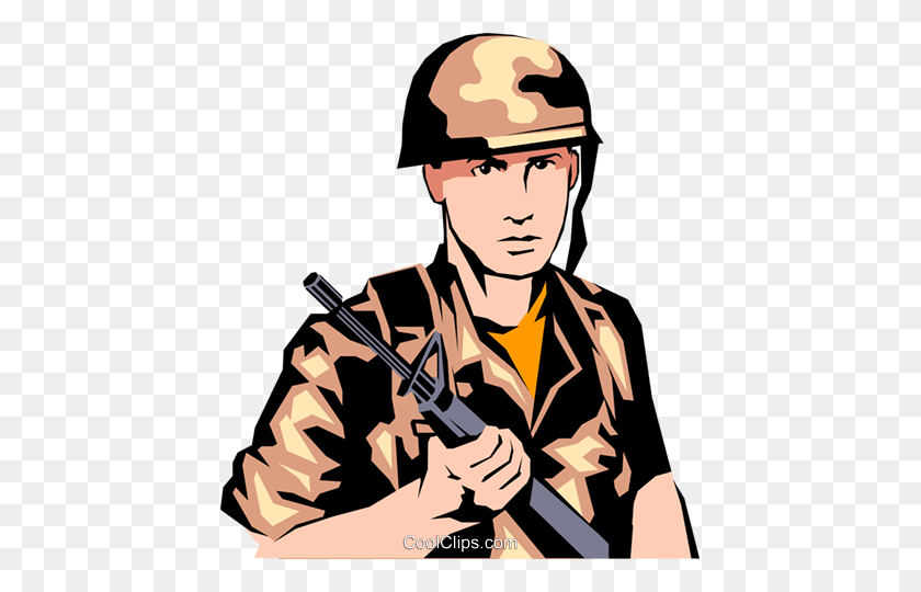 437x480 Military Man Royalty Free Vector Clip Art Illustration - Military Clipart