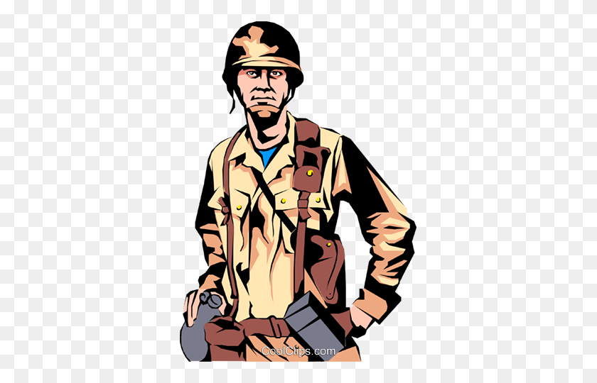 333x480 Ilustración De Clipart De Vector Libre De Regalías De Hombre Militar - Clipart Militar