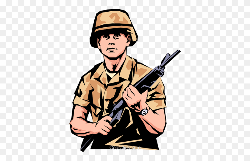 376x480 Ilustración De Clipart De Vector Libre De Regalías De Hombre Militar - Clipart Militar