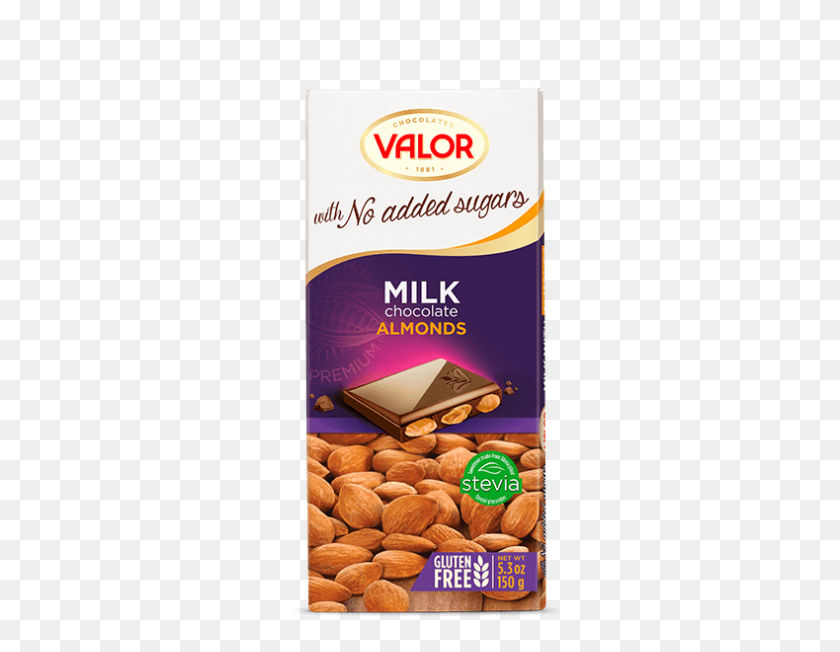 790x600 Milk Chocolate With Almonds No Sugar Added Chocolates Valor - Almonds PNG
