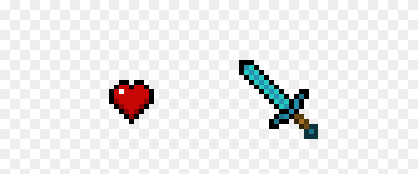 560x290 Minecraft Espada Y Corazón Pixel Art Maker - Minecraft Corazón Png