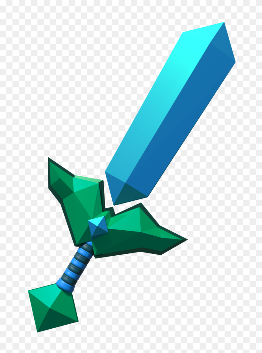 746x1071 Minecraft Swords Crossed Transparent, Minecraft Diamond Sword - Minecraft Diamond Sword PNG