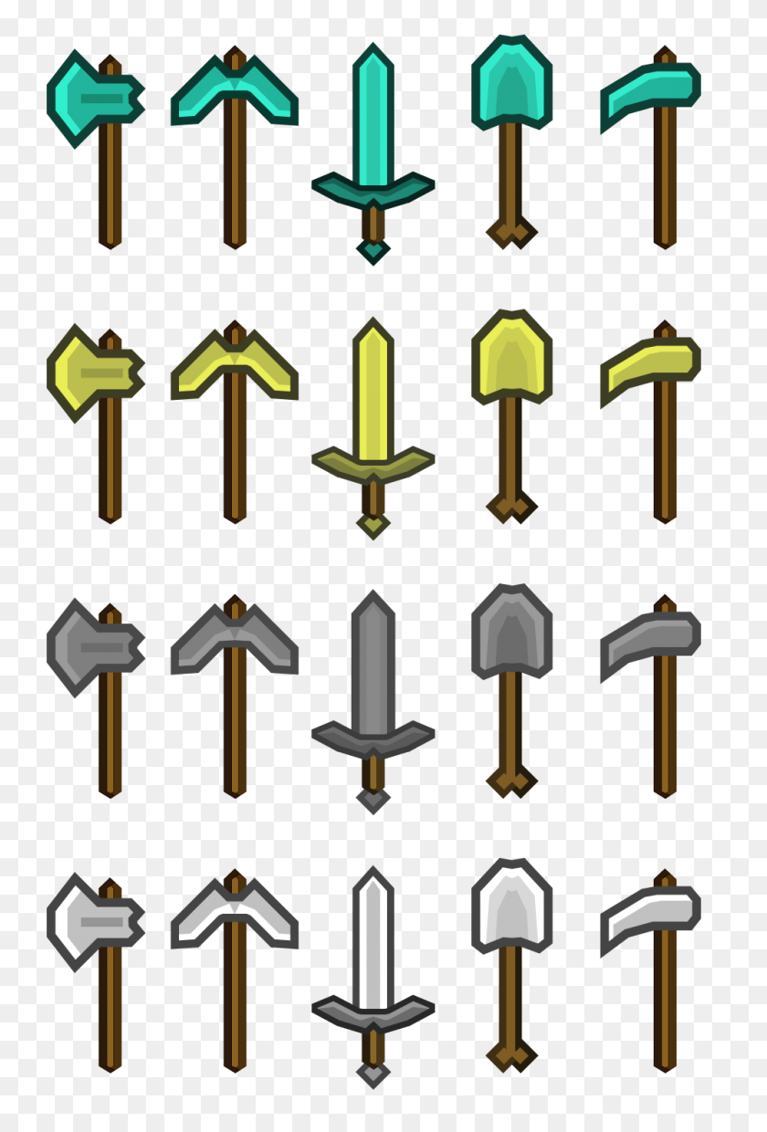 996x1507 Minecraft Tools Sword, Pickaxe, Axe And Shovel Boomrocker - Minecraft Pickaxe PNG