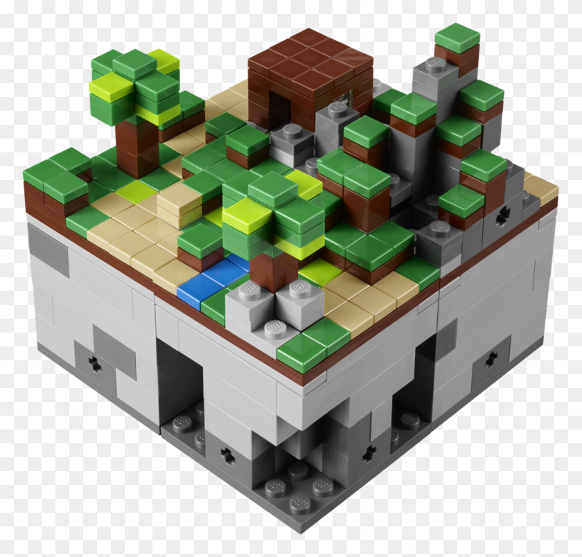 1024x978 Minecraft X Lego Micro World Наборы Бифутеки - Блок Майнкрафт Png