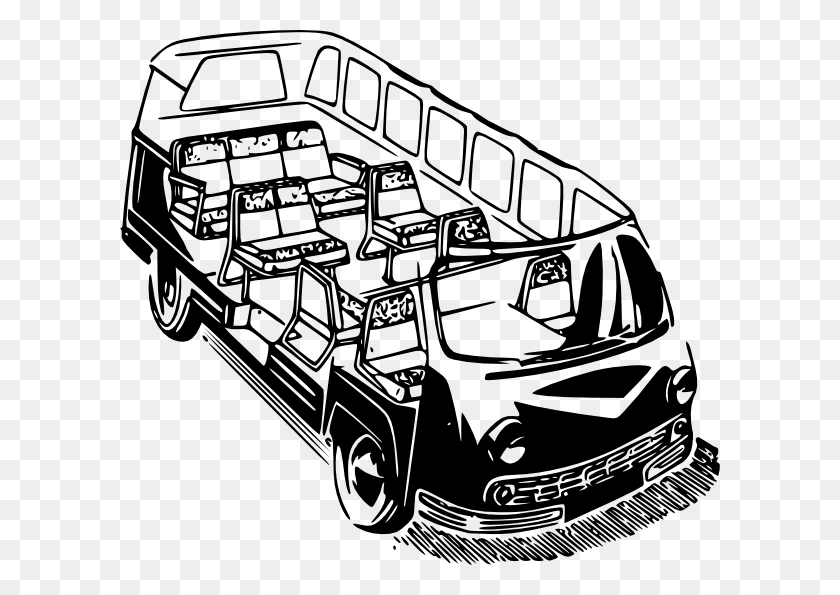 600x535 Minivan Clip Art Free Vector - Old Car Clipart Black And White