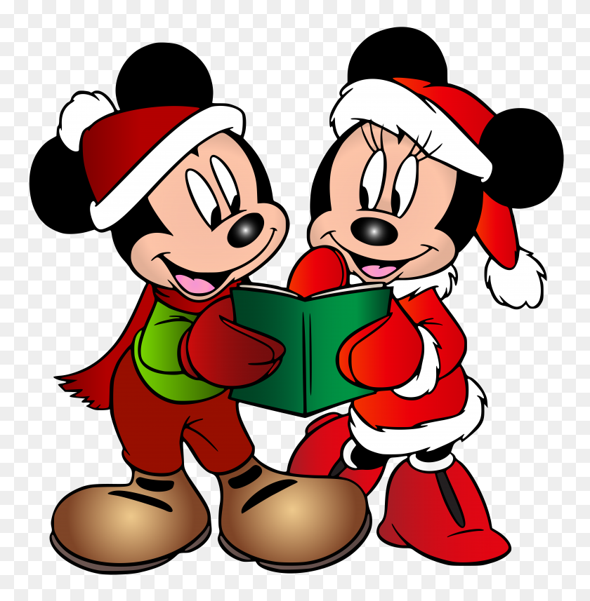 7826x8000 Minnie And Mickey Mouse Christmas Free Png Clip Art Image - Minnie Mouse Christmas Clipart