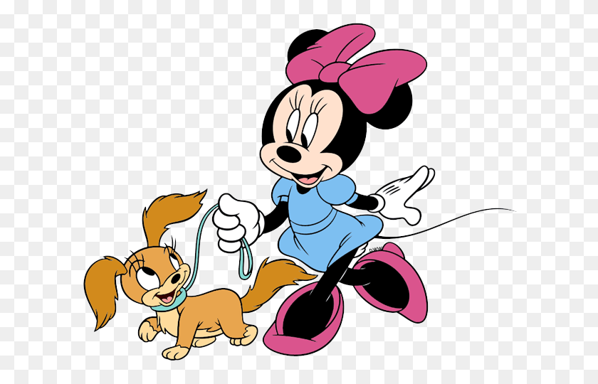 612x480 Imágenes Prediseñadas De Minnie Mouse - Walking A Dog Clipart