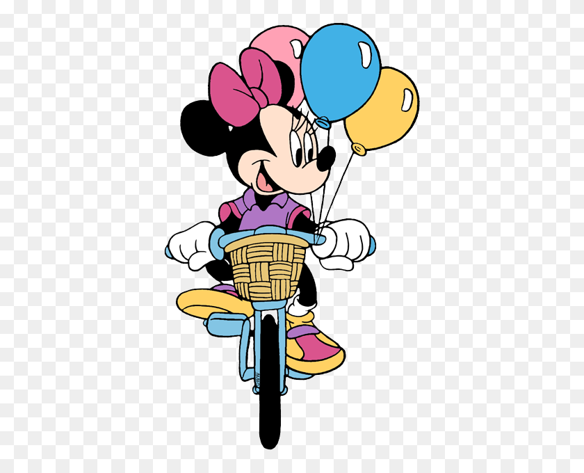 375x620 Minnie Mouse Clip Art Disney Clip Art Galore - Girl Riding Bike Clipart
