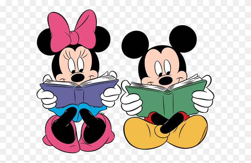 599x488 Minnie Mouse Clipart Reading - Mickey And Minnie Mouse Clipart