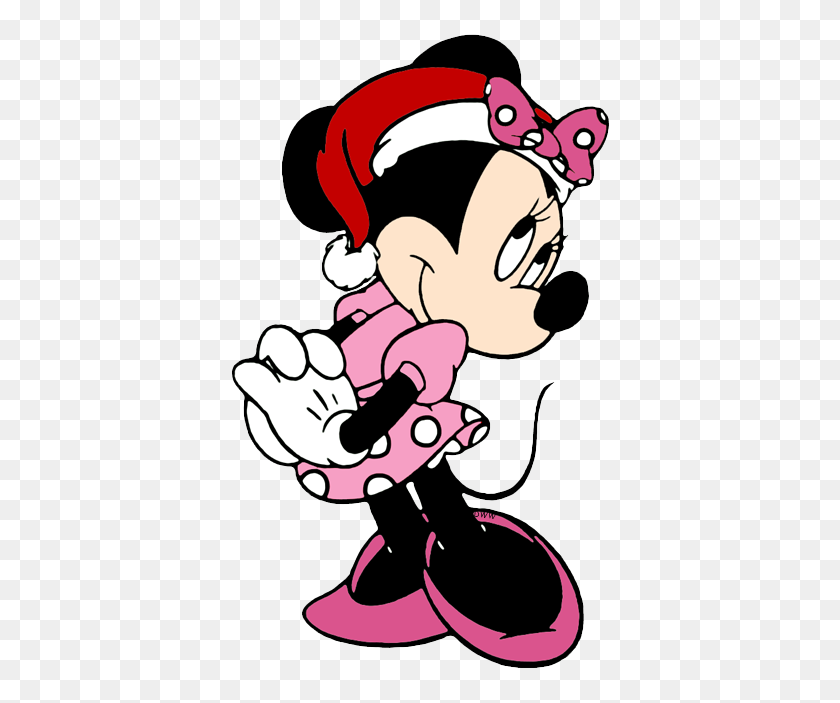 389x643 Minnie Wearing Her Santa Hat With Her Traditional Bow As An Extra - Extra Extra Clip Art