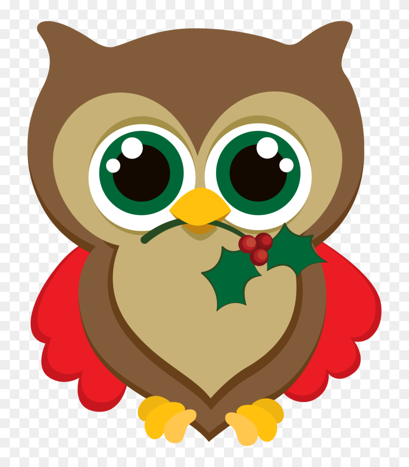 748x900 Minus - Christmas Owl Clipart