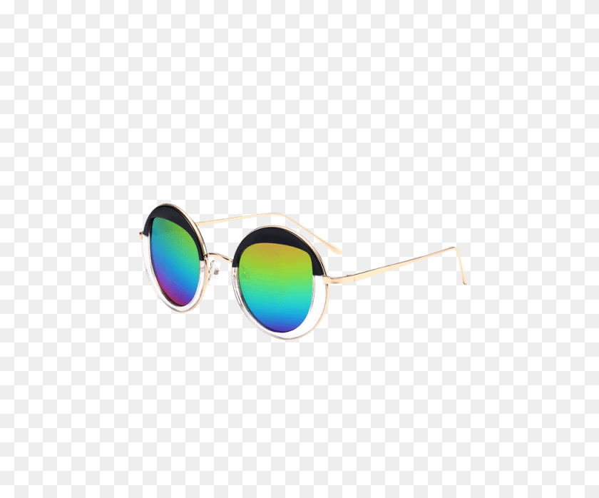 480x638 Mirrored Cat Eye Lens Panel Round Sunglasses In Colorful - Cat Eye PNG